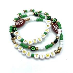 Green Bay Football Beaded Bracelet Set